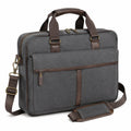 Laptoptasche 40 cm aus Textil Grau Braun mit Schultergurt
