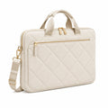 Laptoptasche 40 x 30 x 7 cm Creme Kunstleder gesteppt mit Schultergurt