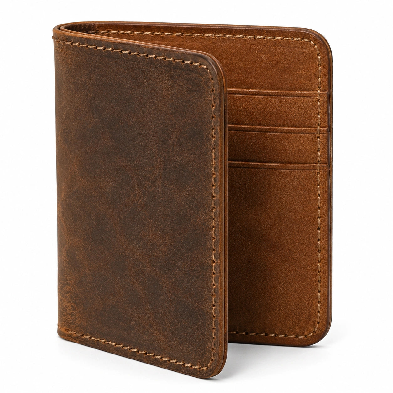 Geldbörse 11 x 9 x 1 cm aus braunem Leder im klassischen Klappdesign