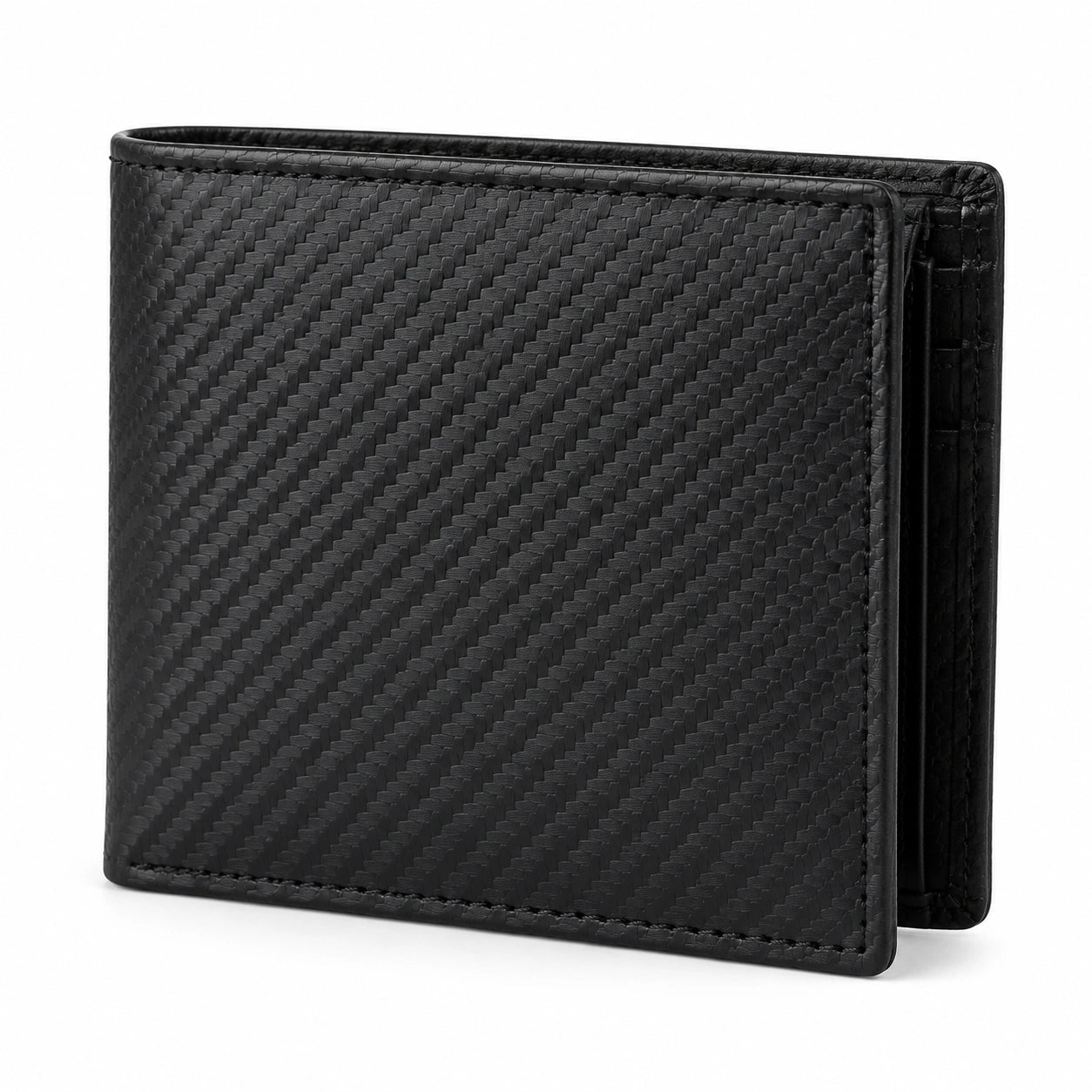Brieftasche 12 x 9.5 x 1.5 cm Schwarz Kunstleder mit Flechtstruktur für Karten und Geldscheine
