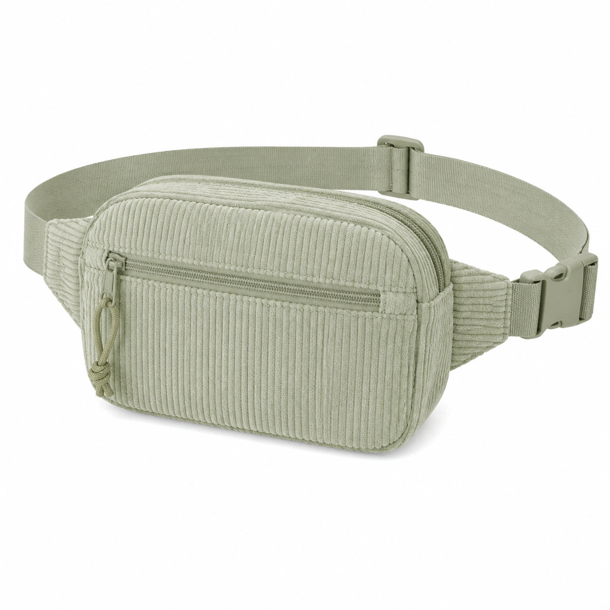 Gürteltasche 22 x 14 x 6 cm aus geripptem Textil in Salbeigrün mit verstellbarem Hüftgurt