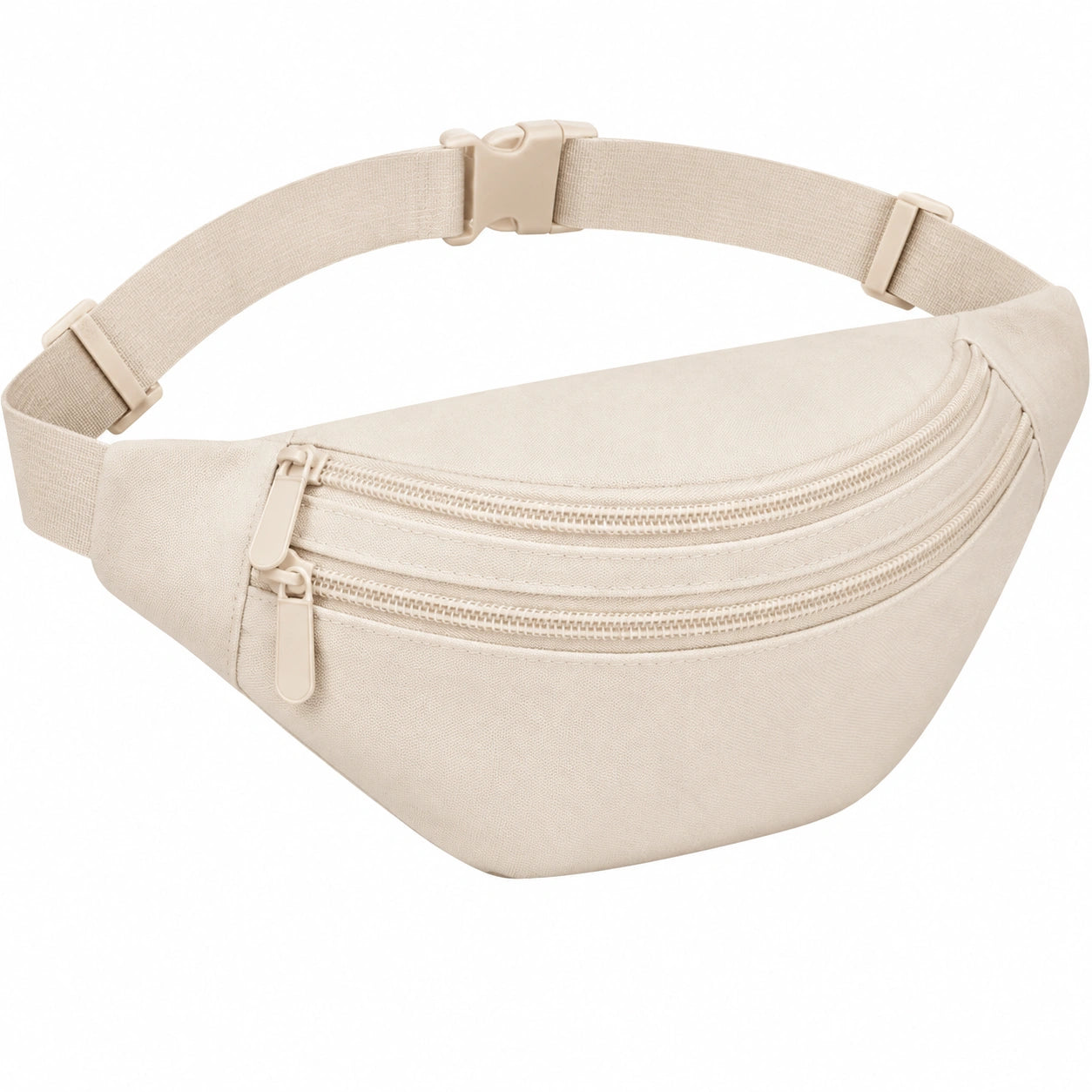 Gürteltasche 30 x 15 x 7 cm Textil Beige mit zwei Reißverschlussfächern