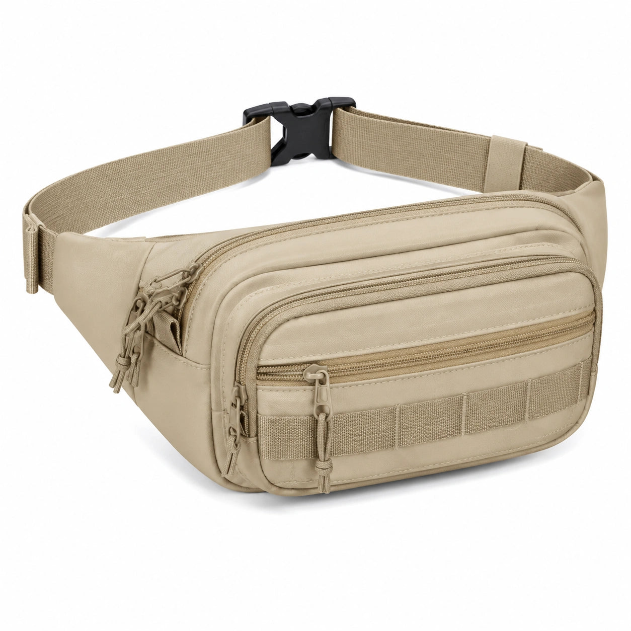 Hüfttasche 31 x 15 x 10 cm aus Polyester Beige mit mehreren Reißverschlussfächern