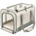 Haustier Transporttasche 45 x 28 x 28 cm Textil Beige Grün faltbar mit Netzfenstern