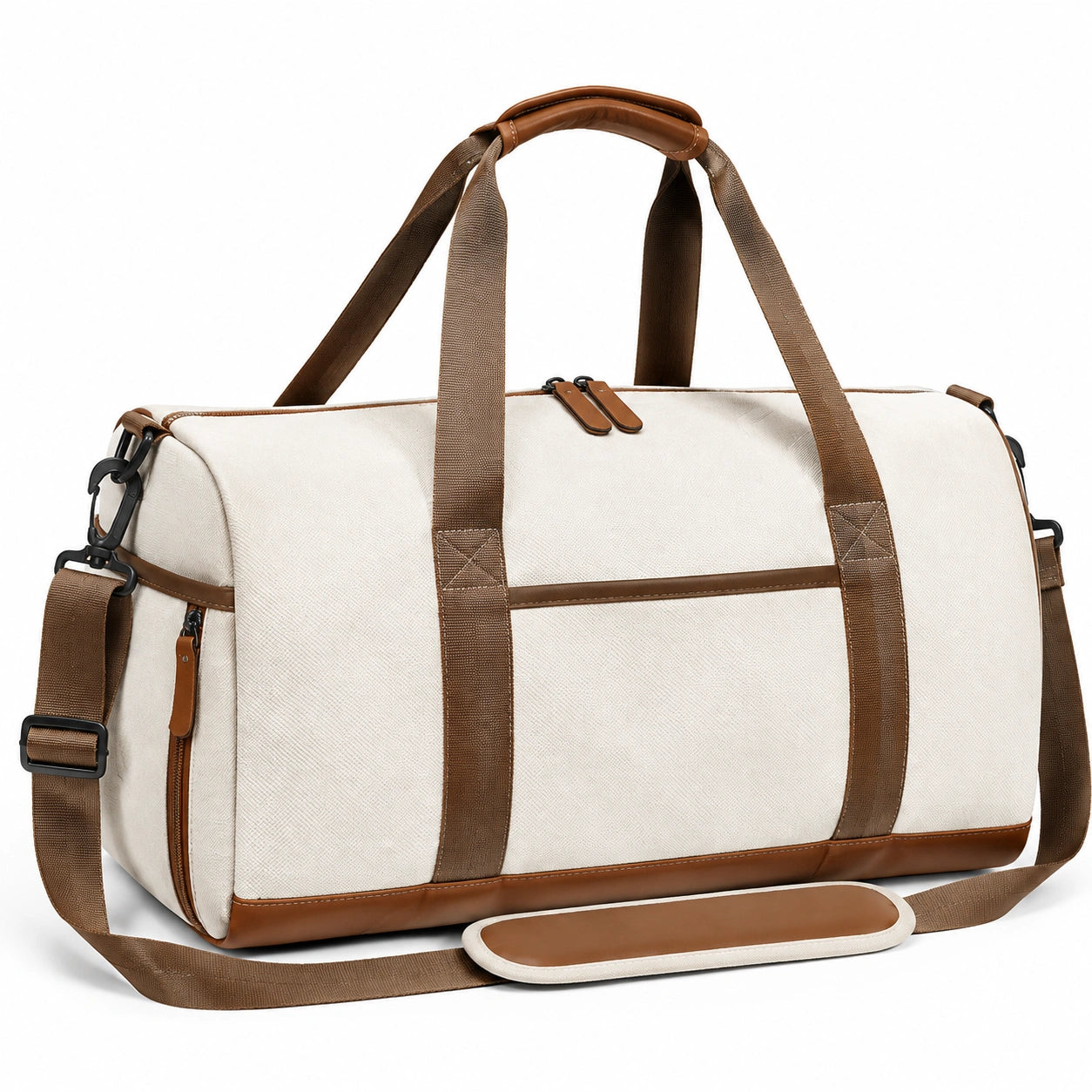 Reisetasche 50 x 25 x 30 cm aus Textil in Beige Braun mit Schultergurt