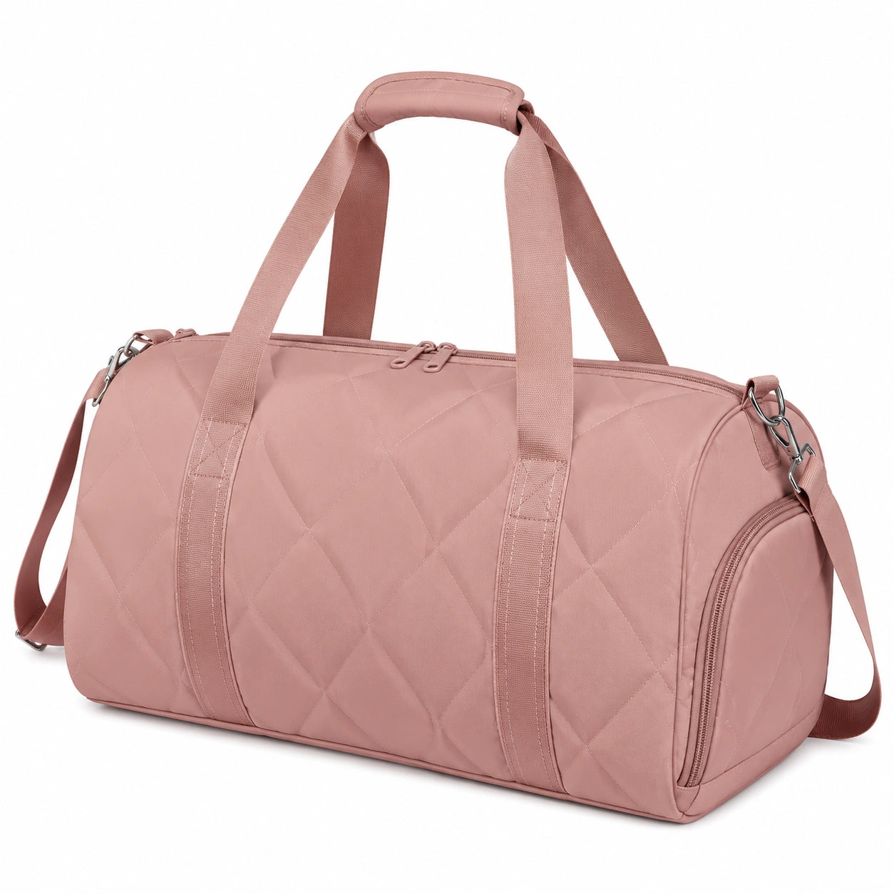Sporttasche 50 x 25 x 28 cm aus Polyester Rosa mit Steppdesign und Schultergurt