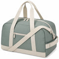 Reisetasche 45 x 25 x 25 cm aus Polyester salbeigrün cremeweiß mit Schultergurt