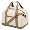Reisetasche 50 x 25 x 30 cm aus Textilgewebe in Creme/Braun mit Schultergurt und Reißverschluss