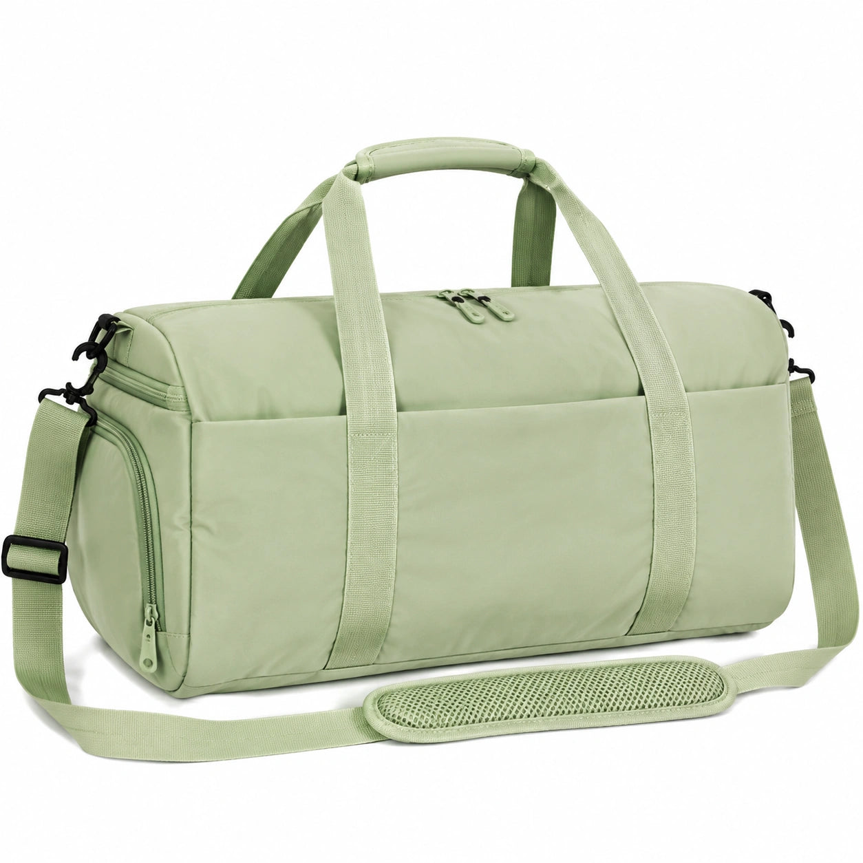 Reisetasche 45 x 25 x 25 cm aus Polyester Hellgrün mit Schultergurt und Reißverschluss