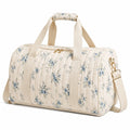 Reisetasche 45 x 25 x 28 cm aus Textil in Cremeblau mit Blumenmuster und Schultergurt
