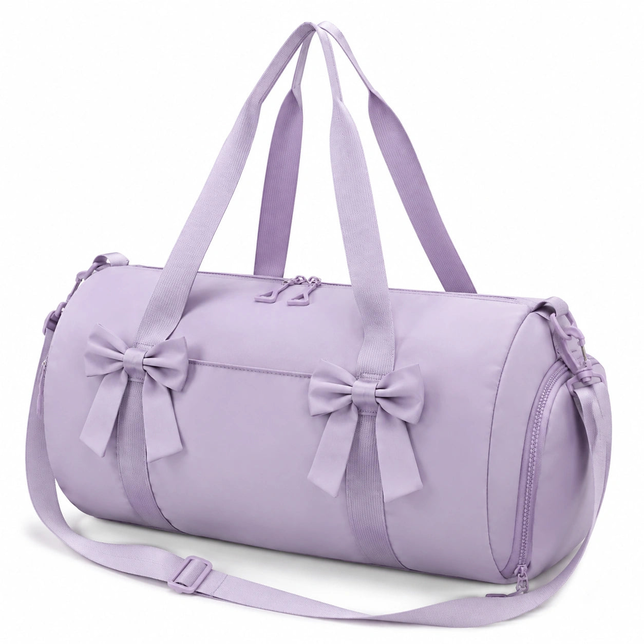 Sporttasche 45 cm aus Polyester in Lila mit Schultergurt und Schleifendekor