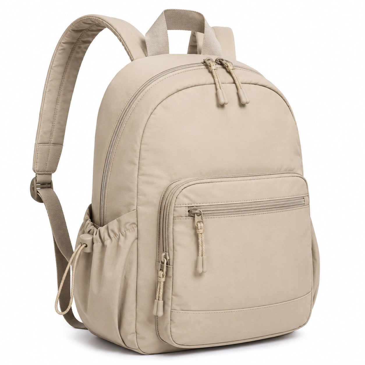 Rucksack 30 x 16 x 42 cm Textil Beige mit Reißverschlüssen für Alltag und Freizeit