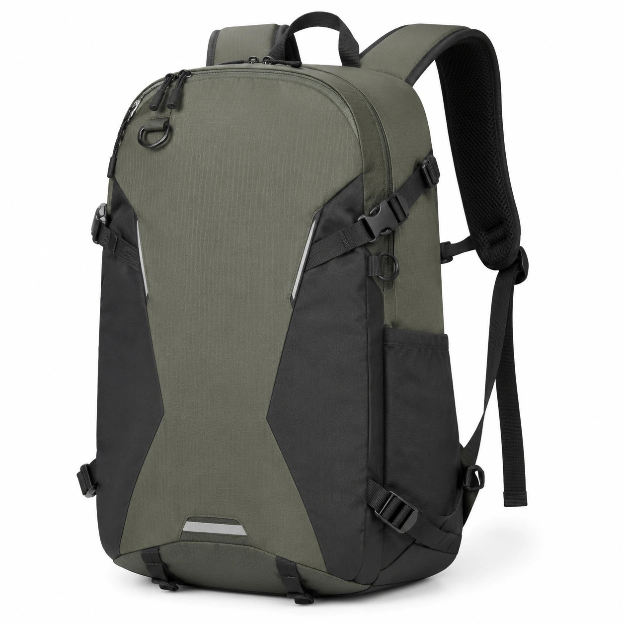Rucksack 30 x 20 x 50 cm aus Polyester Olivgrün Schwarz für Alltag und Reisen mit gepolsterten Schultergurten