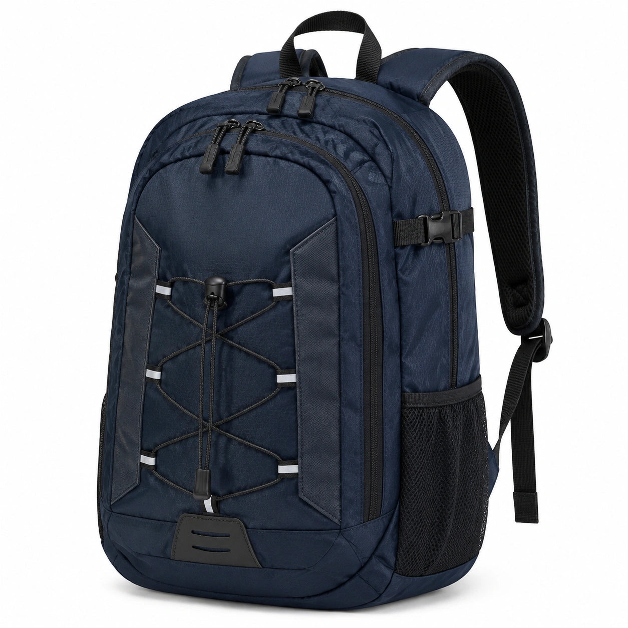 Rucksack 48 x 32 x 20 cm aus Textil in Dunkelblau mit Mehrfachfächern für Alltag und Reisen