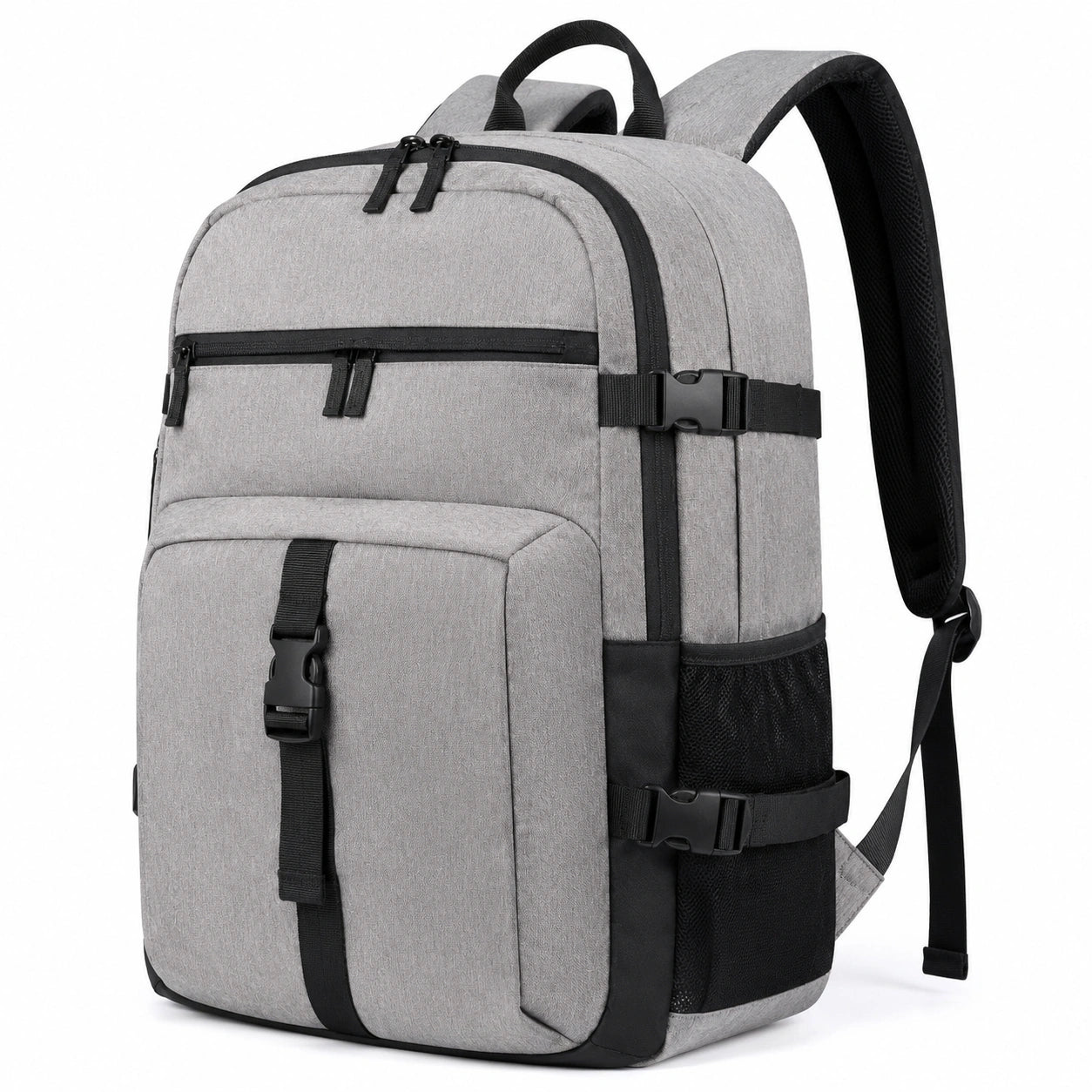 Rucksack 45 x 30 x 20 cm aus Polyester Grau Schwarz mit Mehrfachfächern für Reisen